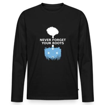 Mikronesien Never Forget Your Micronesian Roots - Männer Premium Bio Langarmshirt - Schwarz - Vorne - Nico (187cm)