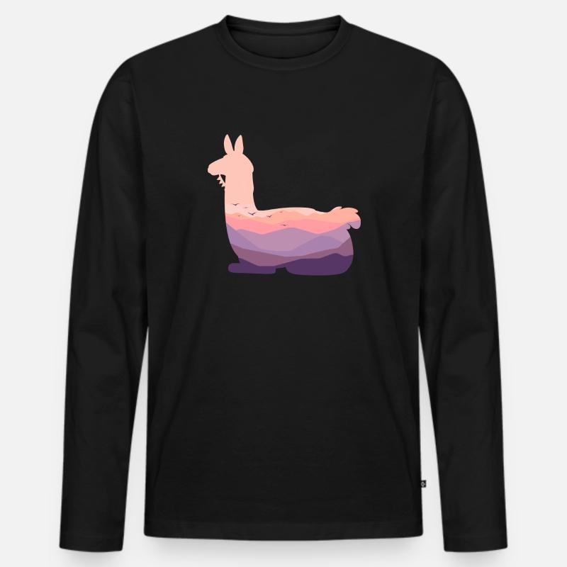 Lama - Männer Premium Bio Langarmshirt - Schwarz