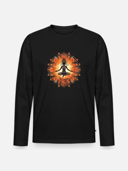Yoga Königin - Männer Premium Bio Langarmshirt - Schwarz