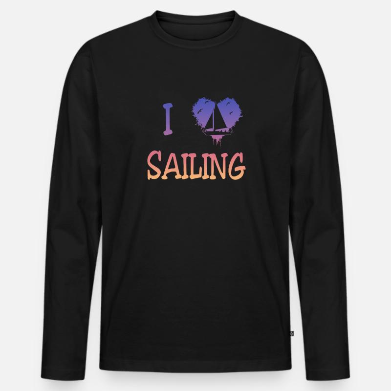 I love Sailing - Männer Premium Bio Langarmshirt - Schwarz