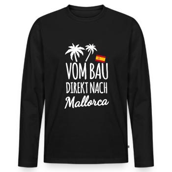 Bauarbeiter in Mallorca - Männer Premium Bio Langarmshirt - Schwarz - Vorne - Nico (187cm)