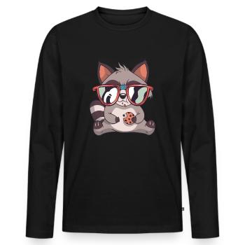 Doux raton laveur avec des lunettes de soleil - T-shirt manches longues Premium bio Homme - noir - Devant - Nico (187cm)