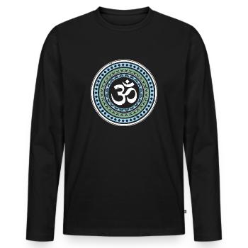 Mandala Om Yoga Esotericism - Men's Premium Organic Long Sleeve Shirt - black - Front - Nico (187cm)