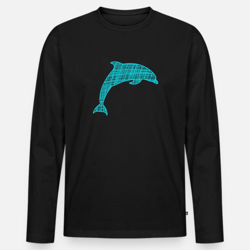Delfin - Männer Premium Bio Langarmshirt - Schwarz