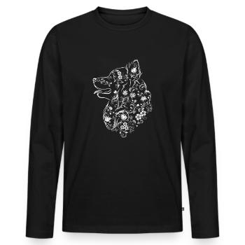 Kukkaislappari Vaalea - Men's Premium Organic Long Sleeve Shirt - black - Front - Nico (187cm)