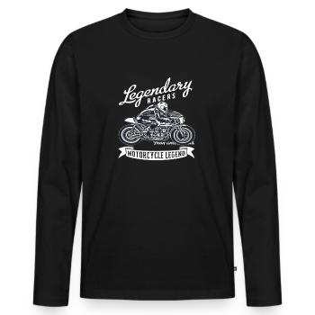 Moto Bike Cafe Racer Vintage Design - T-shirt manches longues Premium bio Homme - noir - Devant - Nico (187cm)