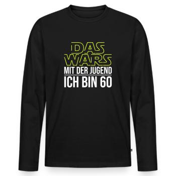 Das Wars mit der Jugend ich bin 60 - Männer Premium Bio Langarmshirt - Schwarz - Vorne - Nico (187cm)