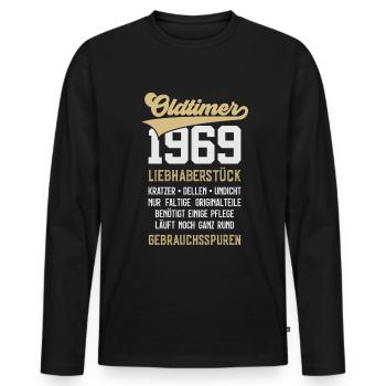 57. GEBURTSTAG OLDTIMER 1969 - Männer Premium Bio Langarmshirt - Schwarz - Vorne - Nico (187cm)