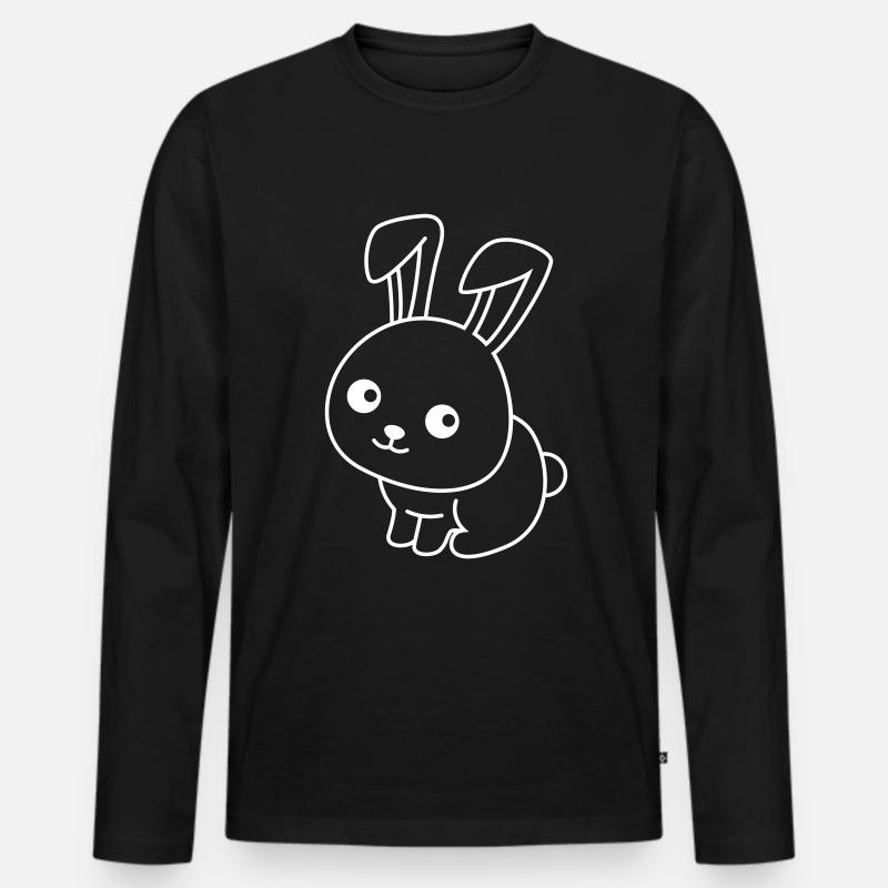 Hase Comic Tier - Männer Premium Bio Langarmshirt - Schwarz