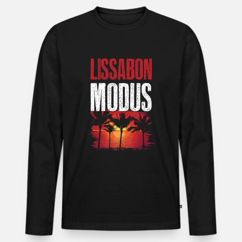 Lissabon Modus - Männer Premium Bio Langarmshirt - Schwarz