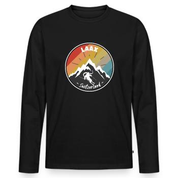 Ski à Laax - Suisse - T-shirt manches longues Premium bio Homme - noir - Devant - Nico (187cm)
