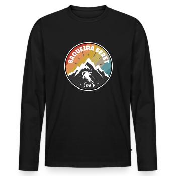 Skifahren in Baqueira Beret - Spanien - Männer Premium Bio Langarmshirt - Schwarz - Vorne - Nico (187cm)