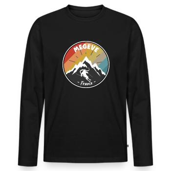 Ski en France Megève - T-shirt manches longues Premium bio Homme - noir - Devant - Nico (187cm)