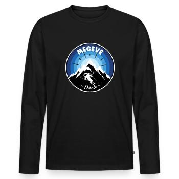 Skiing In Megeve France Blue - Men's Premium Organic Long Sleeve Shirt - black - Front - Nico (187cm)