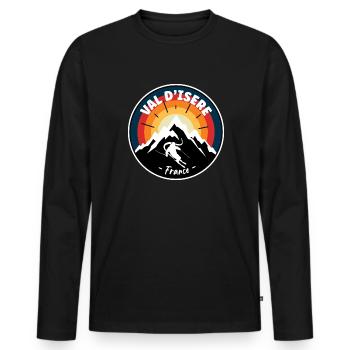 Skifahren im Val d'Isere Frankreich Vintage - Männer Premium Bio Langarmshirt - Schwarz - Vorne - Nico (187cm)