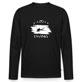 DIVING - Männer Premium Bio Langarmshirt - Schwarz - Vorne - Nico (187cm)