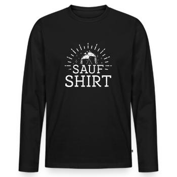 Sauf Shirt - Männer Premium Bio Langarmshirt - Schwarz - Vorne - Nico (187cm)