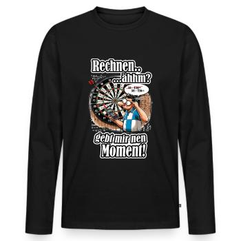 Darts - Rechnen gib mir nen Moment - Dart - Männer Premium Bio Langarmshirt - Schwarz - Vorne - Nico (187cm)