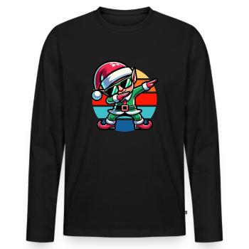 Dabbing Weihnachtself Vintage Sunset - Männer Premium Bio Langarmshirt - Schwarz - Vorne - Nico (187cm)