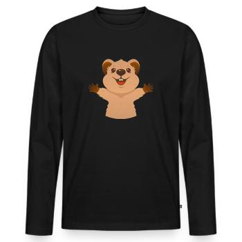 Câlin mignon de quokka - T-shirt manches longues Premium bio Homme - noir - Devant - Nico (187cm)