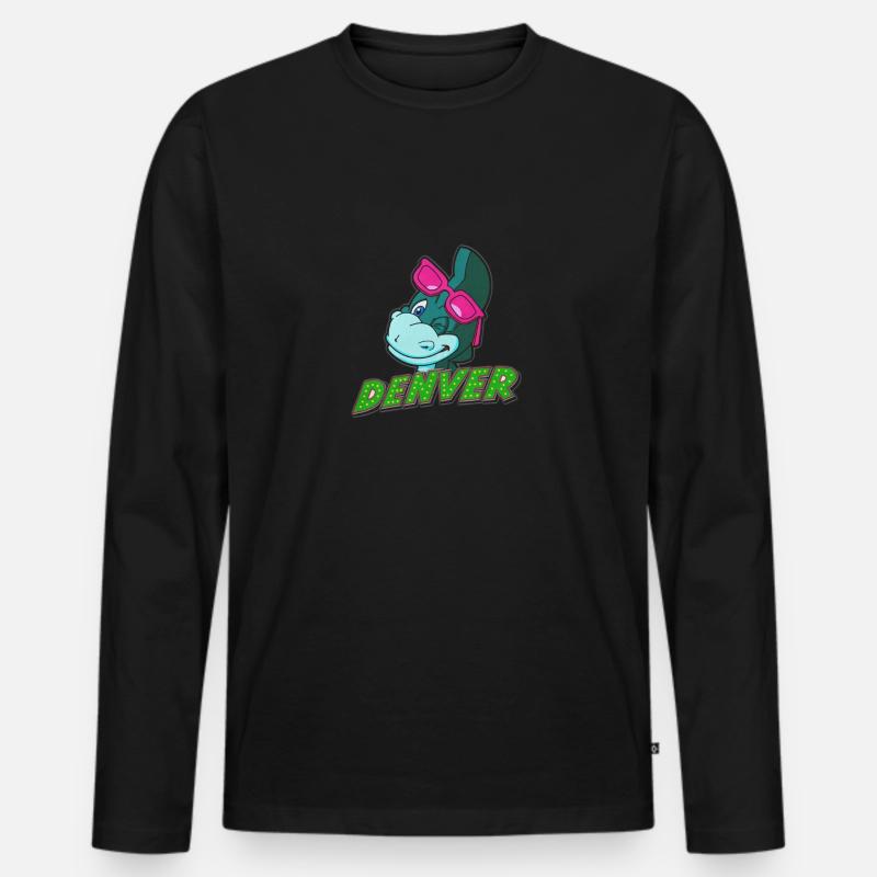 Lächelndes Denver - Männer Premium Bio Langarmshirt - Schwarz