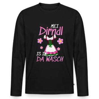 Dirndl Tracht | Mei Dirndl is in da - Männer Premium Bio Langarmshirt - Schwarz - Vorne - Nico (187cm)