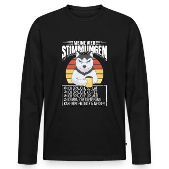 Lustige Katze Stimmung Kaffee Büro Geschenk Fun - Männer Premium Bio Langarmshirt - Schwarz - Vorne - Nico (187cm)