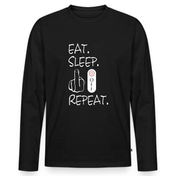 Fuck Off, fuck off, fuck you, fck u - Männer Premium Bio Langarmshirt - Schwarz - Vorne - Nico (187cm)