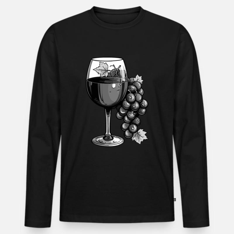 Weinglas Vino - Männer Premium Bio Langarmshirt - Schwarz