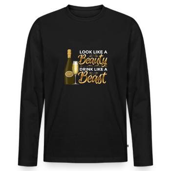 Prosecco Look Like A Beauty Drink Like A Beast - Men's Premium Organic Long Sleeve Shirt - black - Front - Nico (187cm)