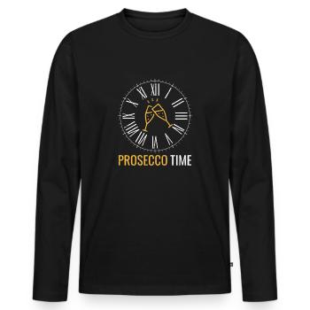 Prosecco Time Funny Prosecco Clock - Men's Premium Organic Long Sleeve Shirt - black - Front - Nico (187cm)