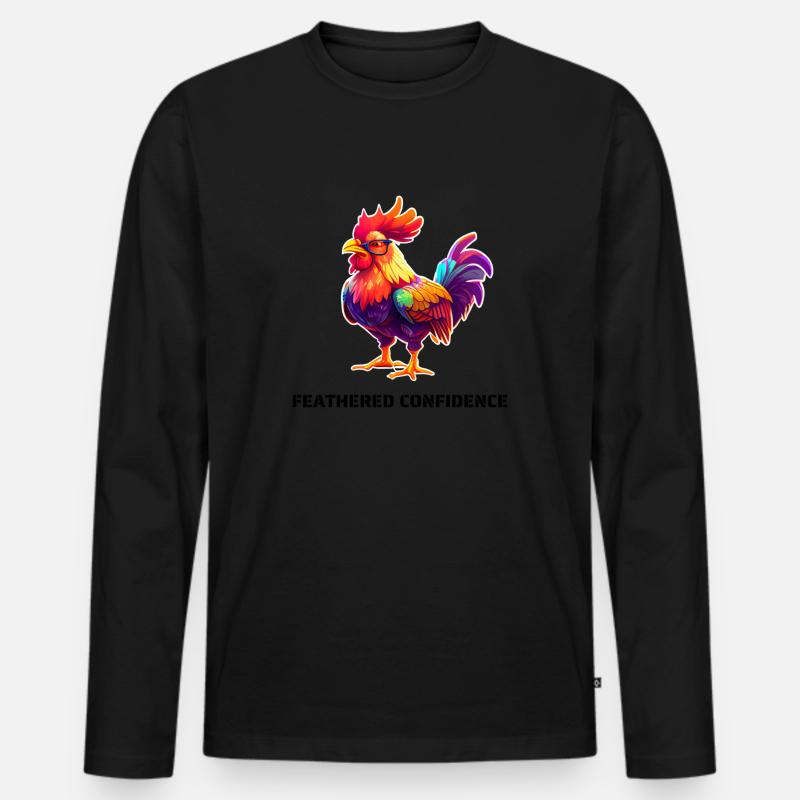 FEATHERED CONFIDENCE - Männer Premium Bio Langarmshirt - Schwarz
