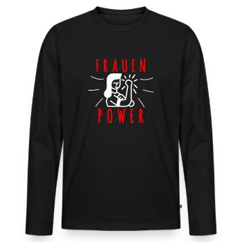 Frauen Power - Männer Premium Bio Langarmshirt - Schwarz - Vorne - Nico (187cm)