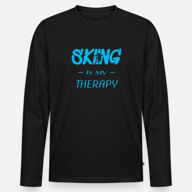 Skiing - Männer Premium Bio Langarmshirt - Schwarz
