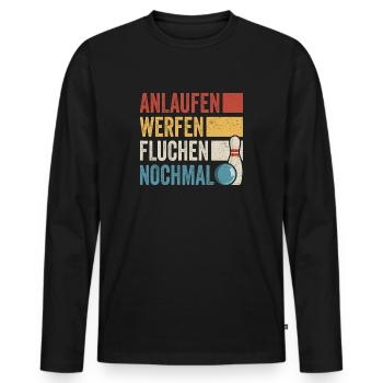 Kegeln Kegler Kegel Kegelbahn Kegeltour - Männer Premium Bio Langarmshirt - Schwarz - Vorne - Nico (187cm)