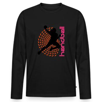 Punktspirale Handballerin - Männer Premium Bio Langarmshirt - Schwarz - Vorne - Nico (187cm)