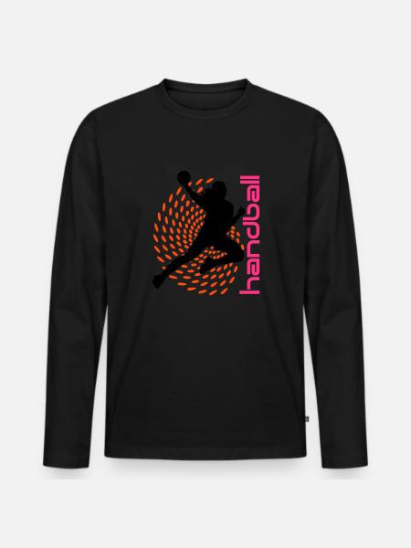 Punktspirale Handballerin - Männer Premium Bio Langarmshirt - Schwarz