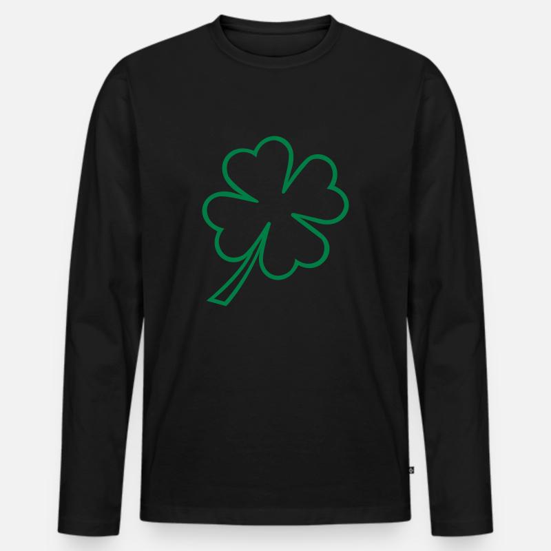 lucky clover st patrick - Männer Premium Bio Langarmshirt - Schwarz