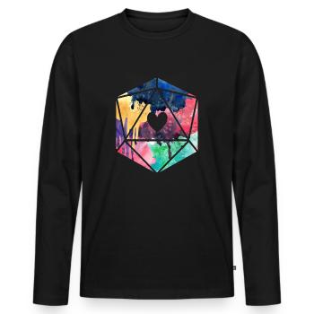 D20 Aquarelle - T-shirt manches longues Premium bio Homme - noir - Devant - Nico (187cm)