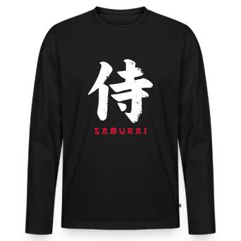 Japan Samurai Zeichen - Männer Premium Bio Langarmshirt - Schwarz - Vorne - Nico (187cm)