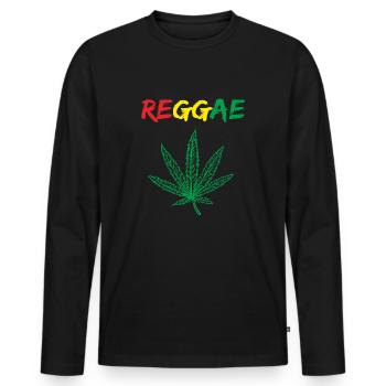 REGGAE cannabis - T-shirt manches longues Premium bio Homme - noir - Devant - Nico (187cm)