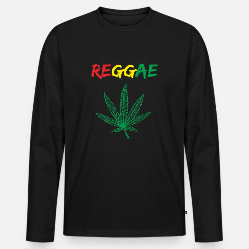 REGGAE Cannabis - Männer Premium Bio Langarmshirt - Schwarz