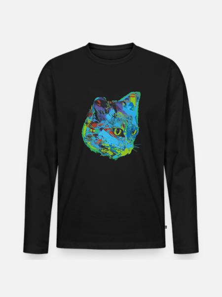 chat, chat, illustration, graffiti, chat, - T-shirt manches longues Premium bio Homme - noir