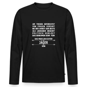 jaeger - Männer Premium Bio Langarmshirt - Schwarz - Vorne - Nico (187cm)