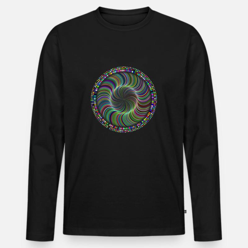 Moire Mandala Twist - Männer Premium Bio Langarmshirt - Schwarz