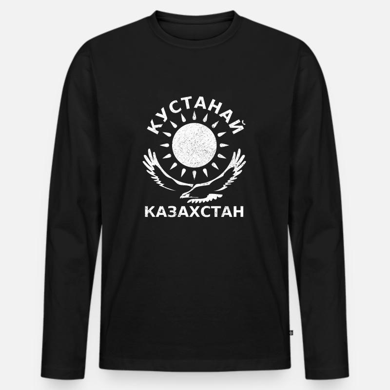 KUSTANAJ Kasachstan Кустанай Казахстан - Männer Premium Bio Langarmshirt - Schwarz