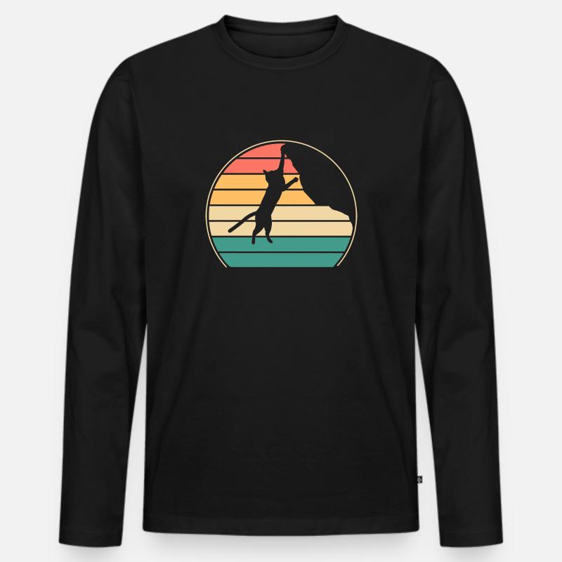 Boulder Katze Felskletterer Klettern Bergsteigen - Männer Premium Bio Langarmshirt - Schwarz