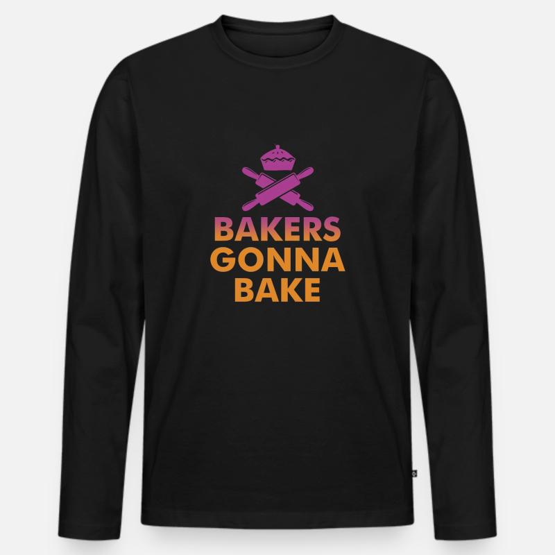 BÄCKERROCK BACKEN V2 - Männer Premium Bio Langarmshirt - Schwarz