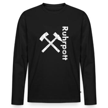 Ruhrpott Vertikal - Männer Premium Bio Langarmshirt - Schwarz - Vorne - Nico (187cm)