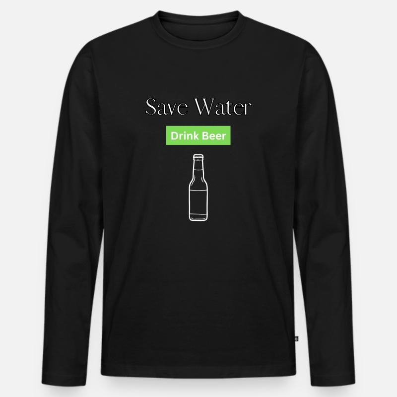 Save Water - Männer Premium Bio Langarmshirt - Schwarz